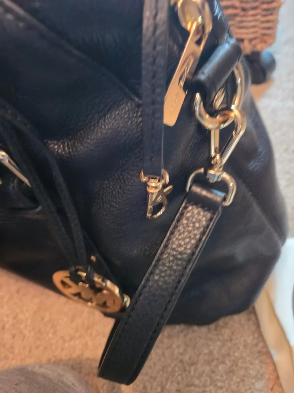 NWT & Dust Bag Black Michael kors  LG Bedford Leather Bowling Satchel Purse